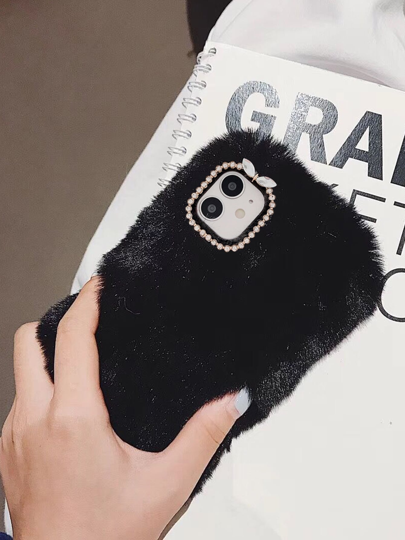 Rhinestone Decor Fluffy iPhone Case