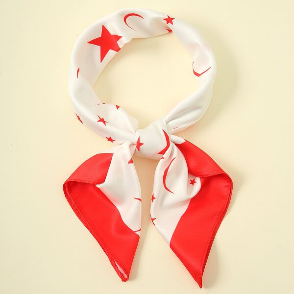 Star Pattern Bandana, Red and white