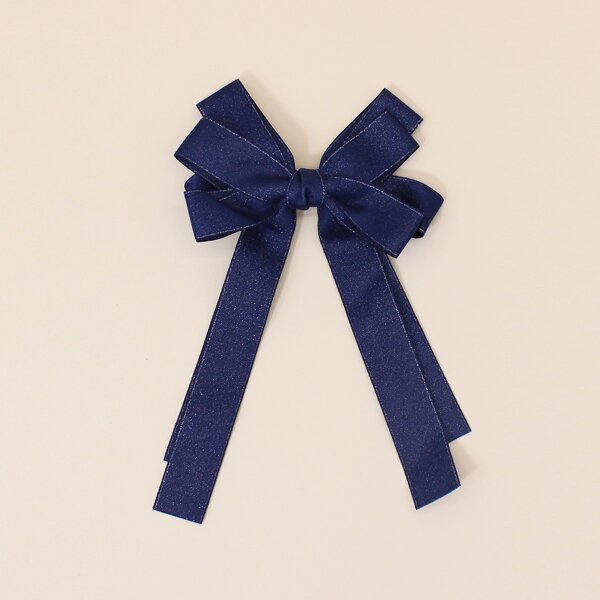 Toddler Girls Bow Knot Decor Hair Clip, Navy blue