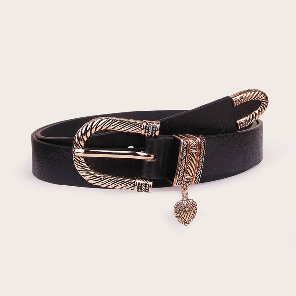 Textured Buckle Belt, Black