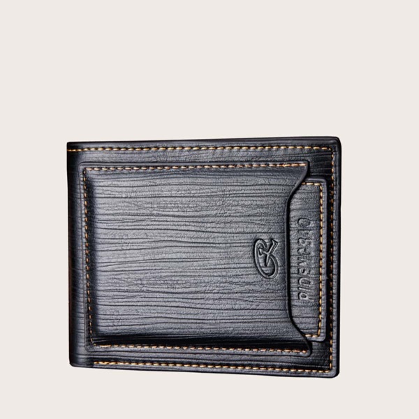 Men Letter Graphic Fold Over Wallet, Black
Men Letter Graphic Fold Over Wallet, Black