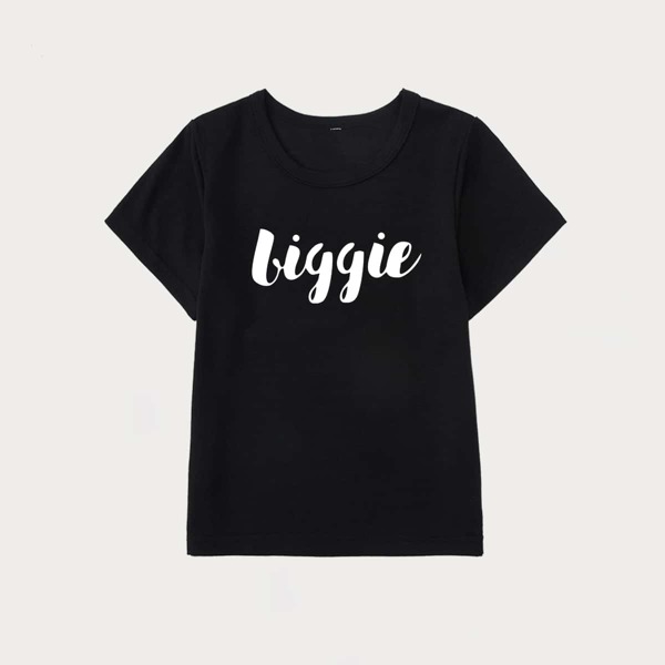 Toddler Girls Letter Graphic Tee, Black