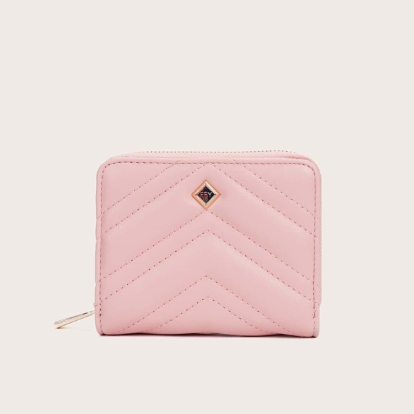 Chevron Zip Around Purse, Pink