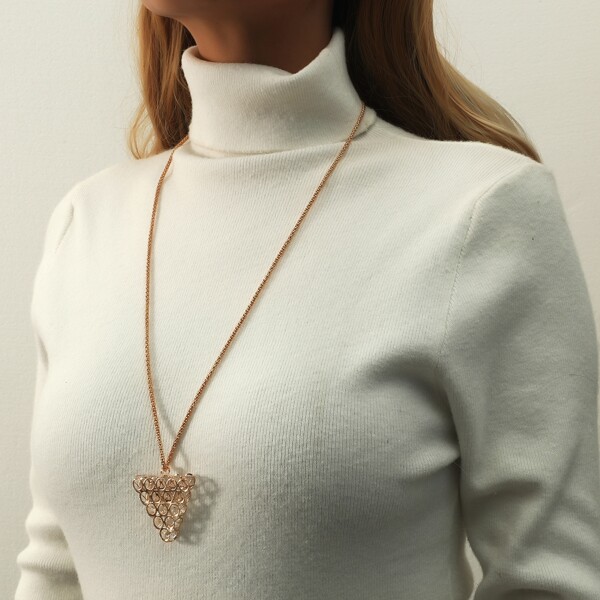 Hollow Geo Pendant Necklace, Gold
