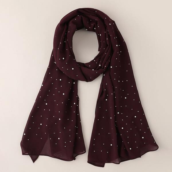Rhinestone Decor Scarf, Burgundy