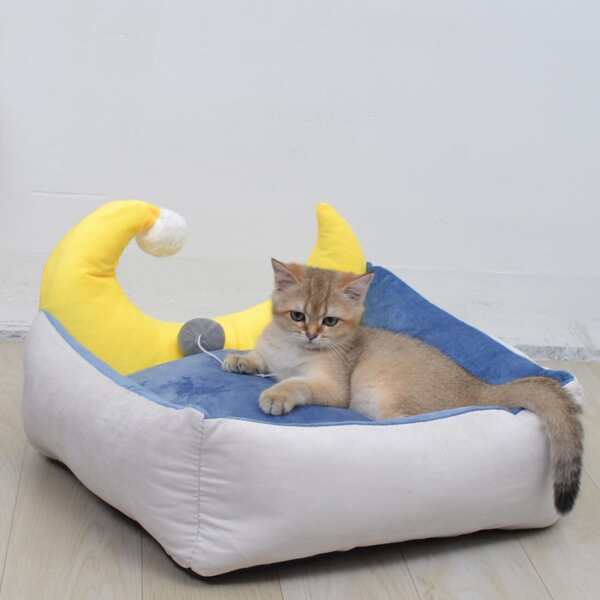Moon Decor Pet Bed, Blue