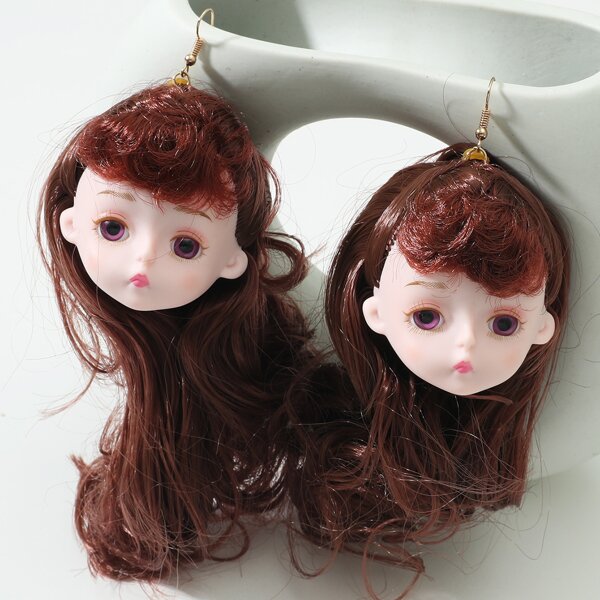 Cartoon Drop Earrings, Brown