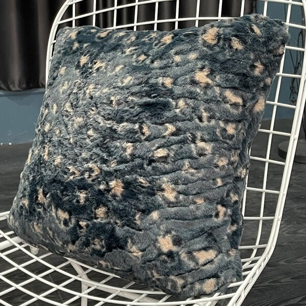 Leopard Pattern Plush Cushion Cover Without Filler, Dark grey