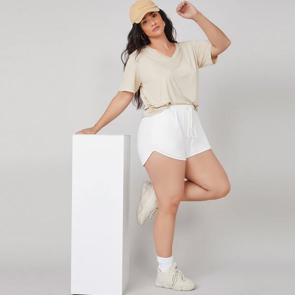 Plus Solid Dolphin Shorts, White