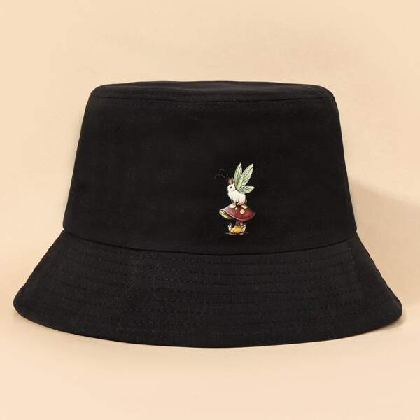 Rabbit Print Bucket Hat, Black