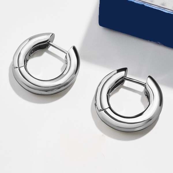 Minimalist Hoop Earrings, Silver