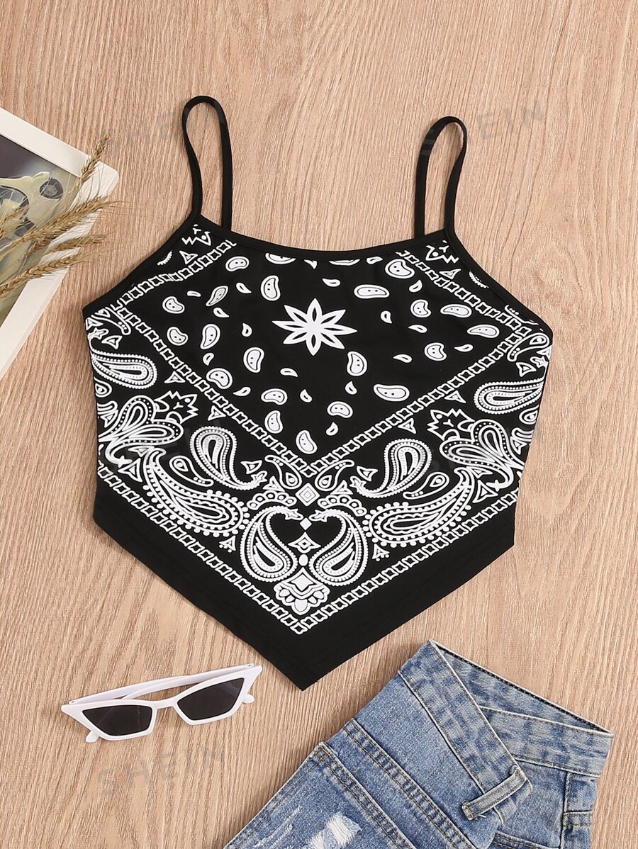 Breezaya Top cami cu tiv cu hanky cu imprimeu paisley