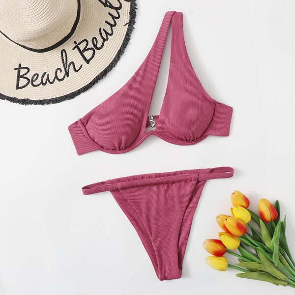 Бикини на косточках на одно плечо, Розовые
Бикини на косточках на одно плечо, Розовые