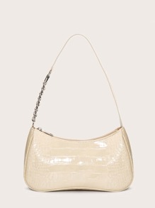 Croc Embossed Baguette Bag