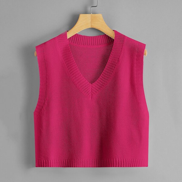 Вязаный топ с v-образным вырезом, Ярко-розовый
Вязаный топ с v-образным вырезом, Ярко-розовый