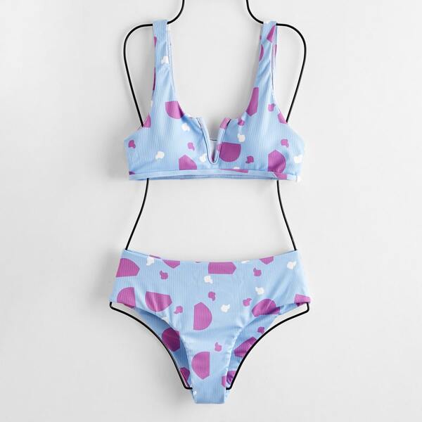 Бикини v-образный вырезом с принтом, Многоцветный
Бикини v-образный вырезом с принтом, Многоцветный