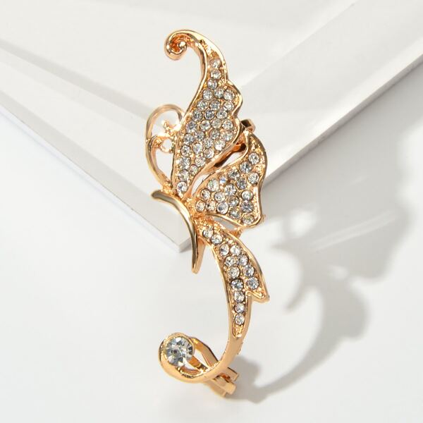1pc Rhinestone Decor Earring, Gold