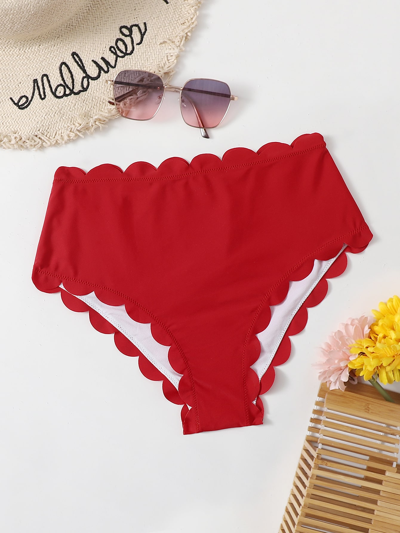 Scallop Trim High Waisted Bikini Panty For Sale Australia New