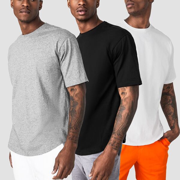 Men 3pack Solid Round Neck Tee, Multicolor
