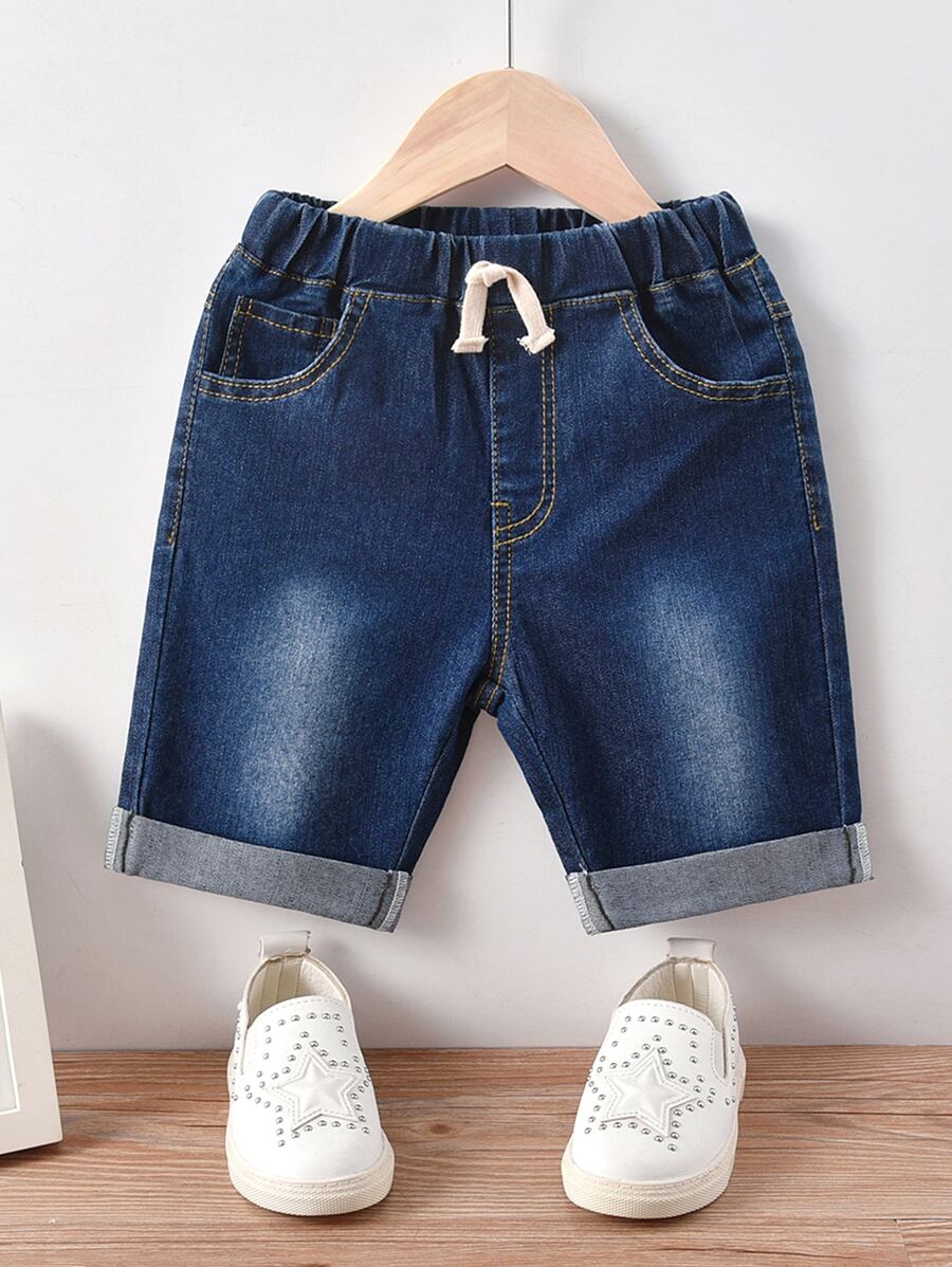 Toddler Boys Cuffed Hem Denim Shorts SHEIN UK