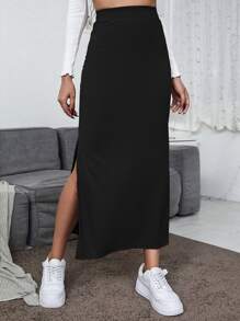 High waisted split skirt