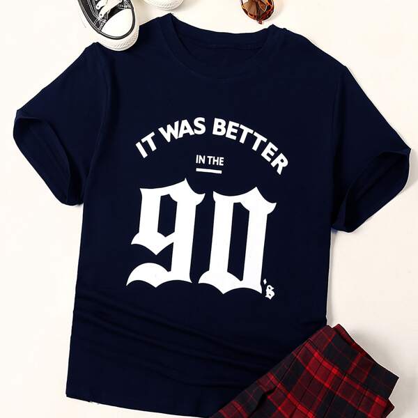 Plus Slogan Graphic Tee, Royal blue