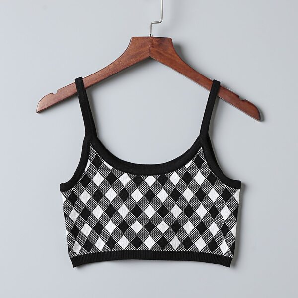 Plaid Cami Knit Top, Multicolor