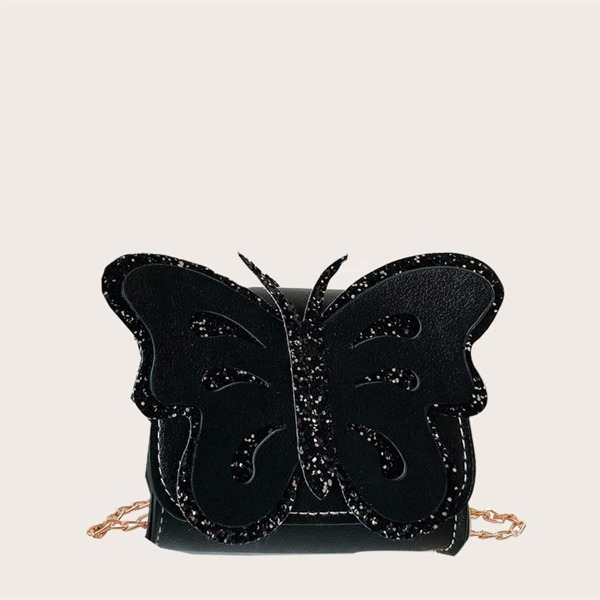 Girls Butterfly Design Crossbody Bag, Black 
Girls Butterfly Design Crossbody Bag, Black