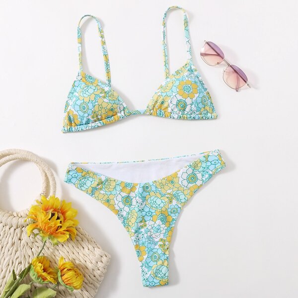 Бикини с цветочным принтом высоким разрезом, Многоцветный
Бикини с цветочным принтом высоким разрезом, Многоцветный