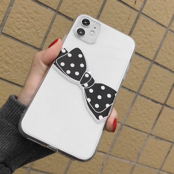 Polka Dot Bow Pattern iPhone Case, Clear