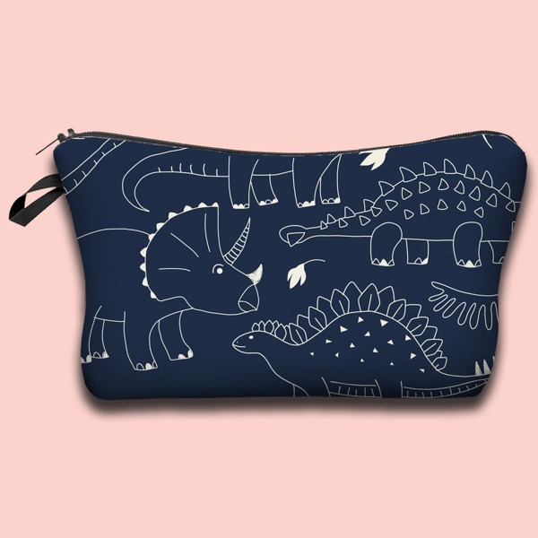Dinosaur Print Makeup Bag, Navy blue 
Dinosaur Print Makeup Bag, Navy blue