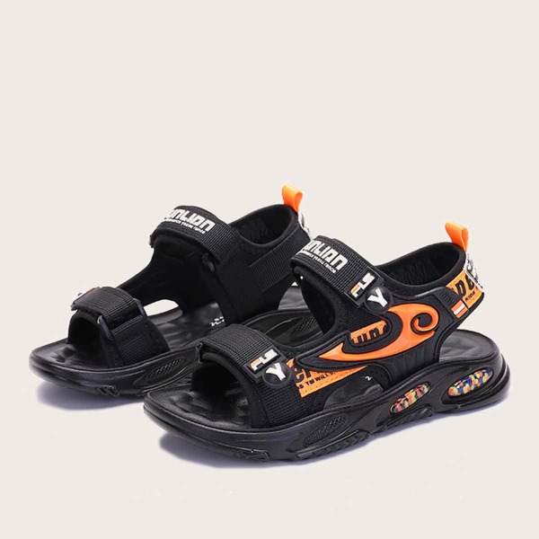 Boys Letter Graphic Sandals, Black