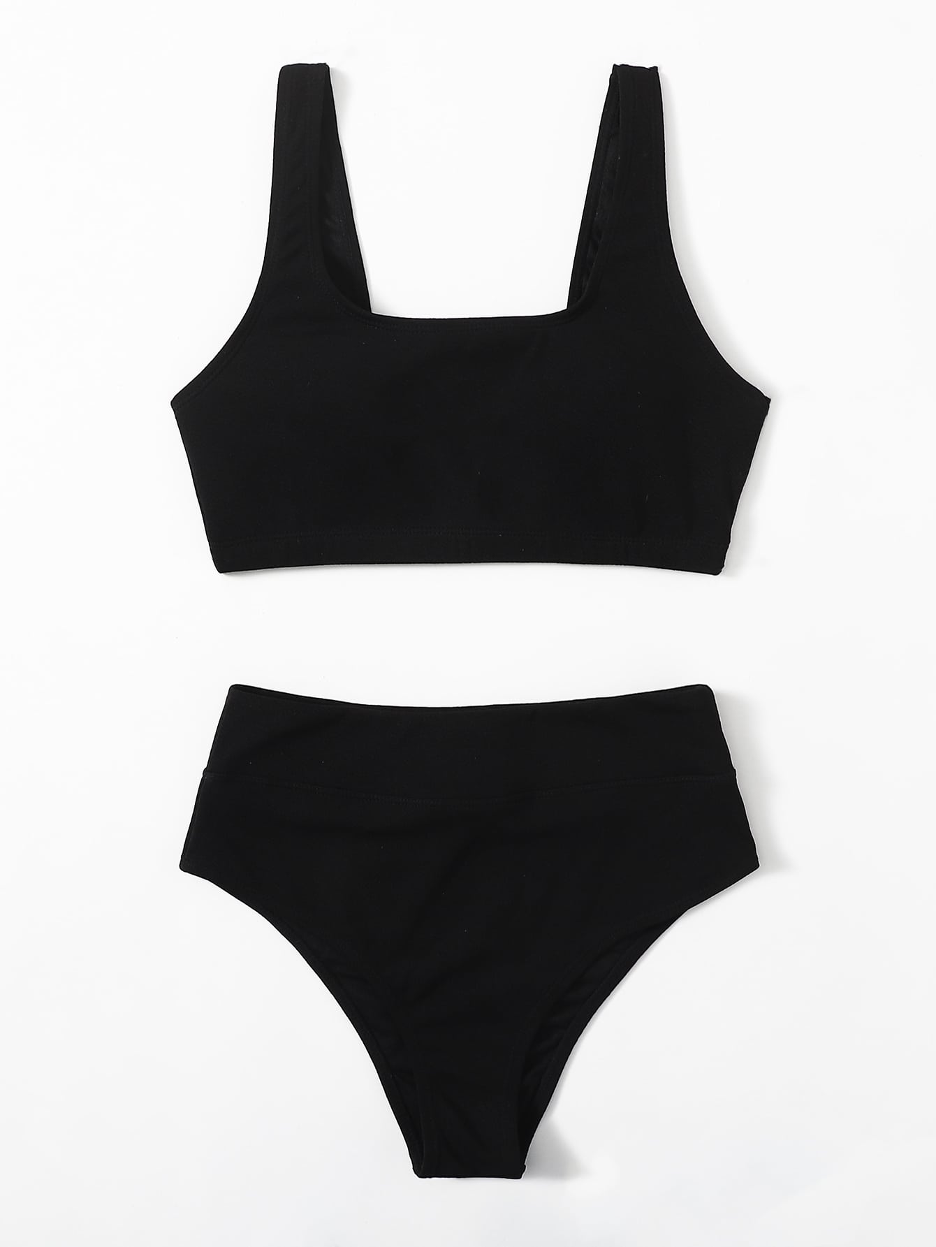 Scoop Neck High Waisted Bikini Swimsuit