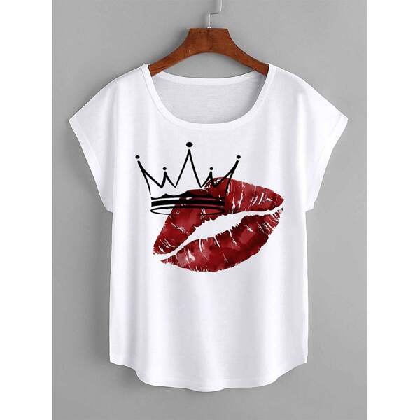 Figure And Crown Print Tee, White