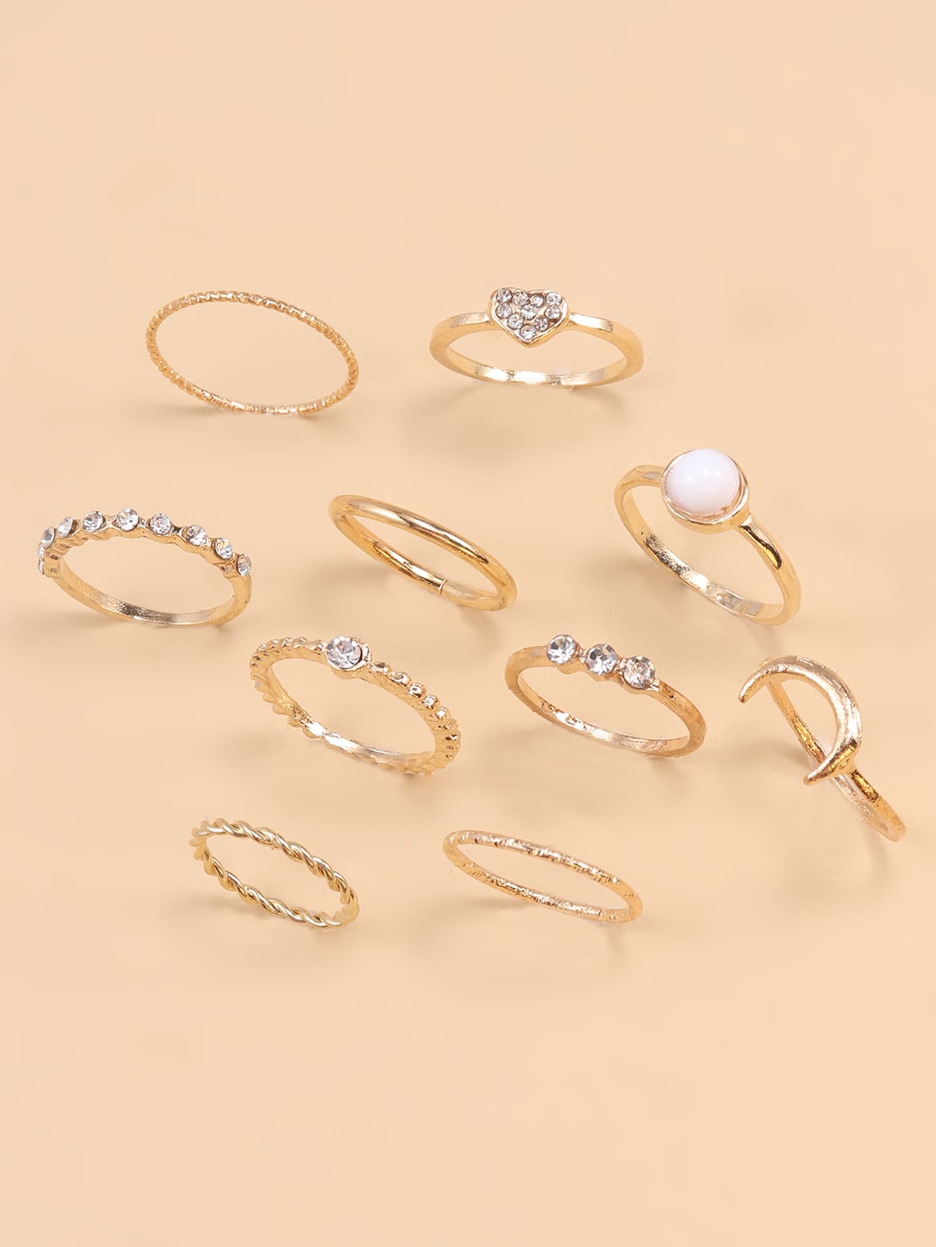 10pcs Rhinestone Decor Ring