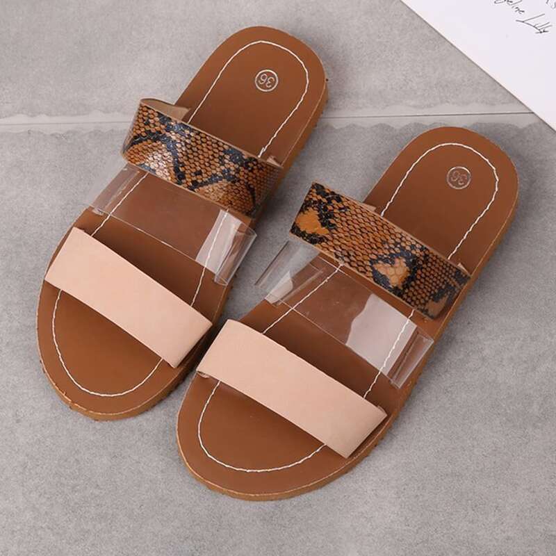 Snakeskin Strap Slide Sandals, Multicolor 
Snakeskin Strap Slide Sandals, Multicolor