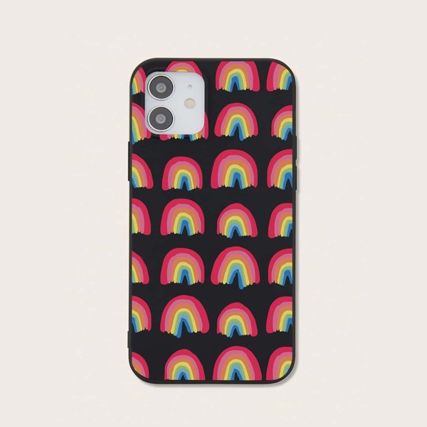 Rainbow Pattern Phone Case, Black