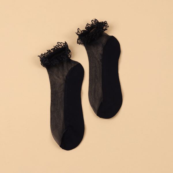 Mesh Ankle Socks, Black