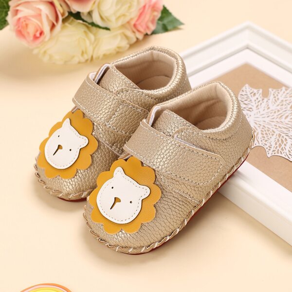 Baby Boy Cartoon Patch Flats, Gold