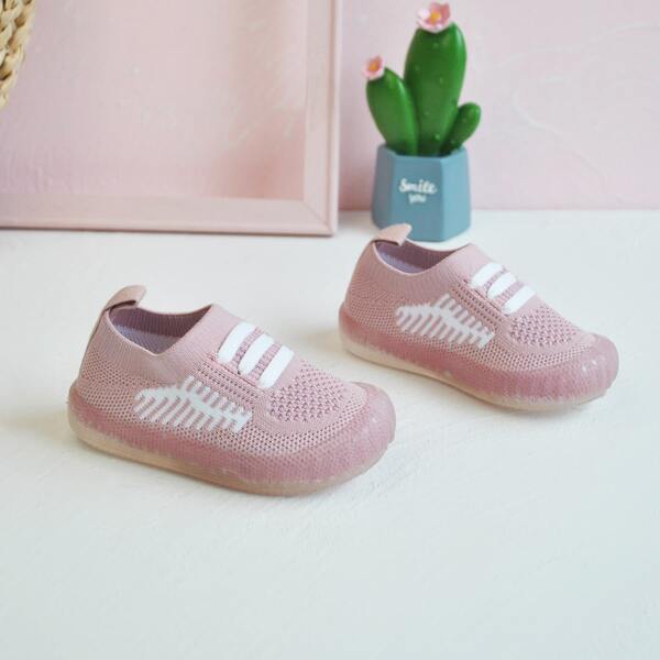 Toddler Girls Lace-up Decor Knit Sneakers, Pink