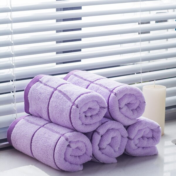 1pc Plaid Pattern Face Towel, Purple