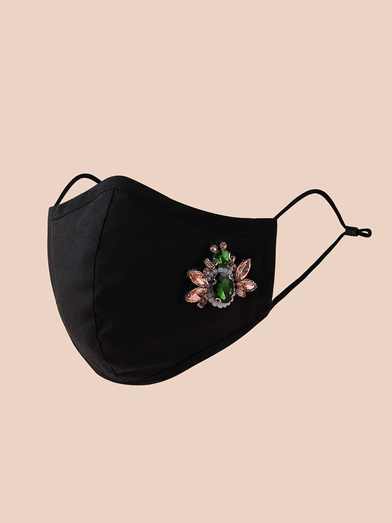 Rhinestone Decor Face Mask