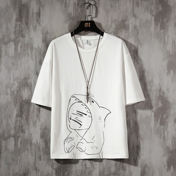 Men Cartoon Graphic Tee, White