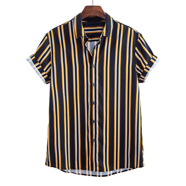 Men Striped Button Through Shirt, Multicolor