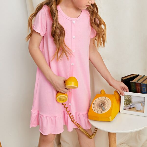 С оборками Одноцветный милый Домашняя одежда для девочек, Нежний розовый
С оборками Одноцветный милый Домашняя одежда для девочек, Нежний розовый