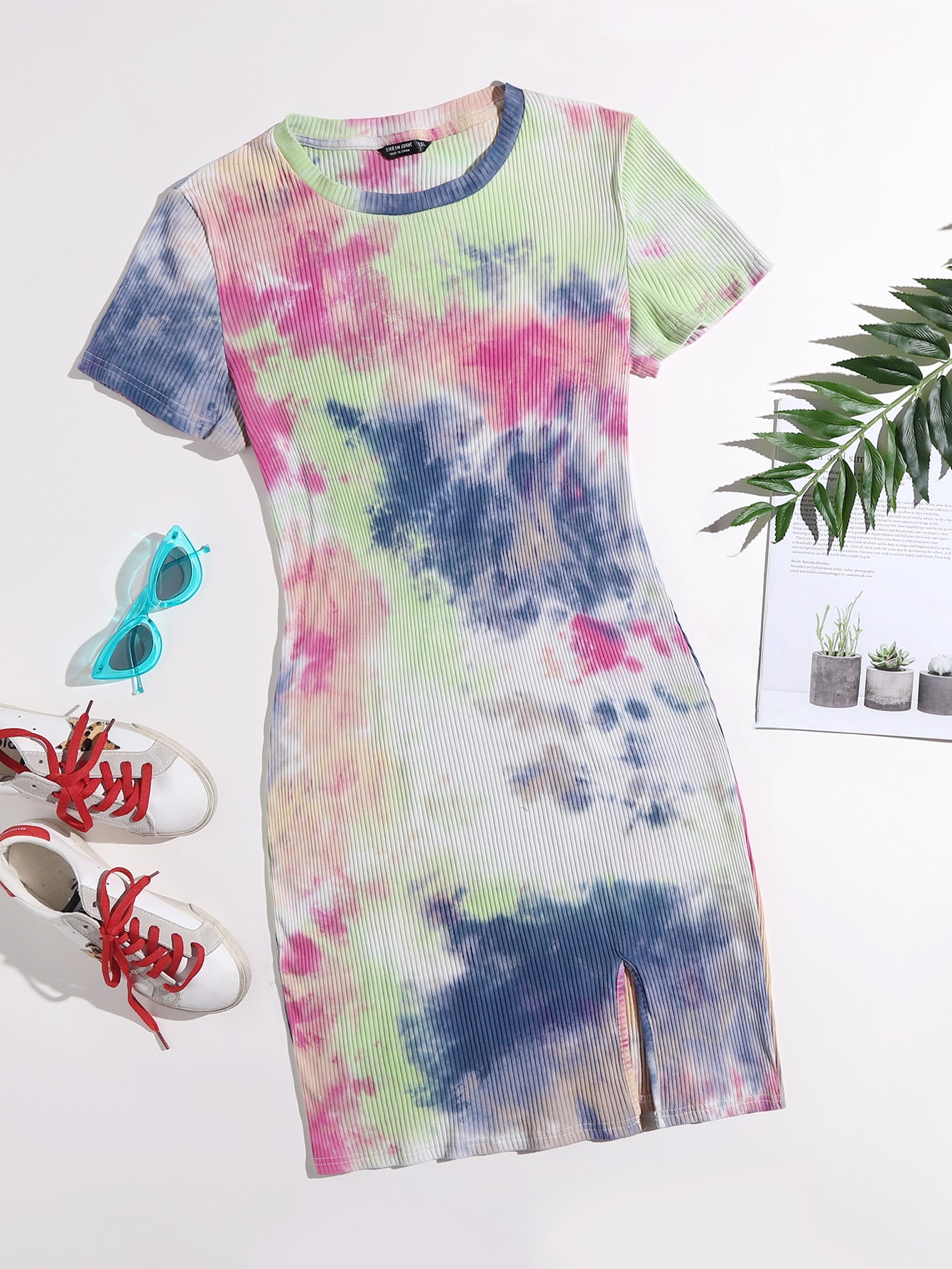 Plus Tie Dye Ribknit Dress