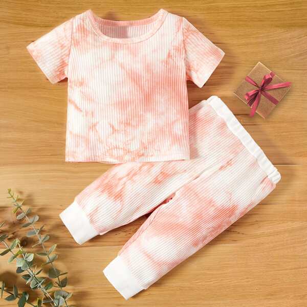 Baby Girl Tie Dye Rib-Knit Top & Pants Set, Multicolor