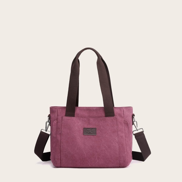 Top Handle Canvas Tote Bag, Rusty rose