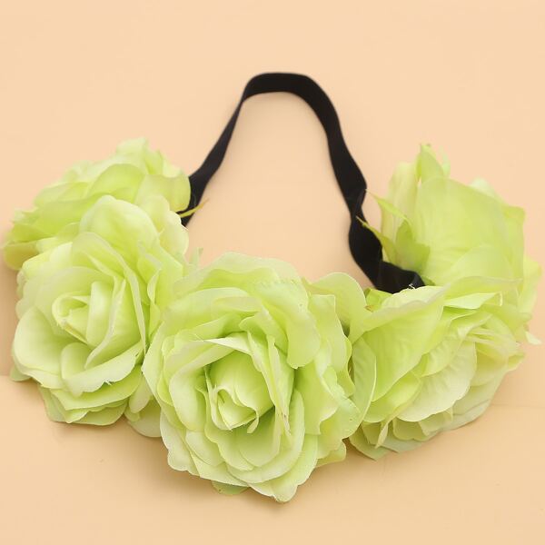 Flower Decor Hair Band, Green