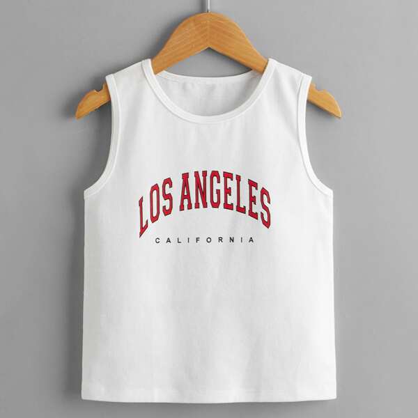 Toddler Boys Letter Graphic Tank Top, White